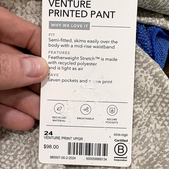 Athleta Plus Size 24 Pants Venture Viper Grey Printed Jogger Pockets Breathable - Picture 7 of 14